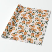 Watercolor Oranges Botanical Pattern Baby Shower Cadeaupapier (Uitgerold)
