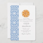 Watercolor Oranje Blauwe tegel Mediterraanse Huwel Kaart (Voorkant)