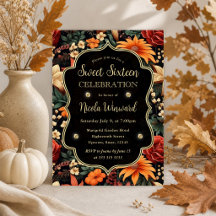 Watercolor Oranje Bruine Herfstbladeren Sweet 16