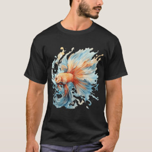 Watercolor Oranje en Blauwe Sluiervis - Zoetwaterv T-shirt