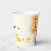 Watercolor oranje klaproos bloei bruidsdouche papieren bekers (Achterkant)