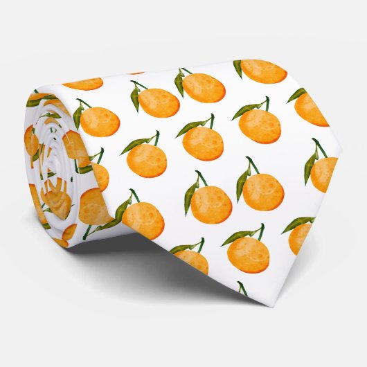 Watercolor Oranje Patroon Stropdas (Opgerold)