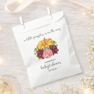 Watercolor oranje Pompoen baby shower Bedankzakje