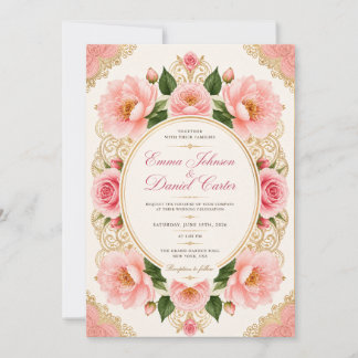 Watercolor Oranje Roze Huwelijksuitnodiging Sjablo Save The Date