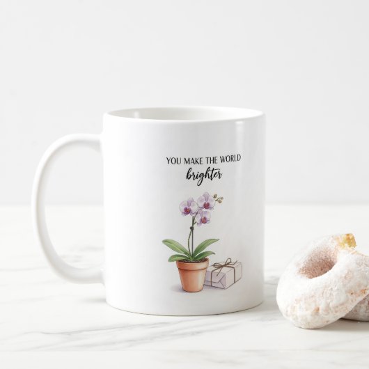 Watercolor Orchide Inspiratie Mok (Met donut)