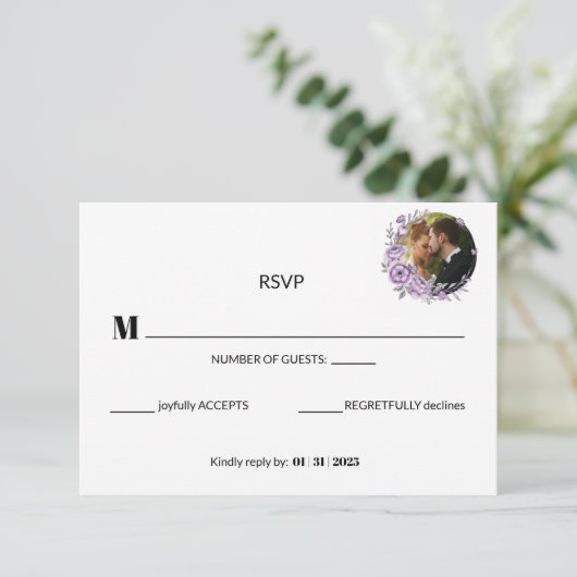 Watercolor Orchidee Reactiekaart RSVP Kaartje (Staand voorkant)