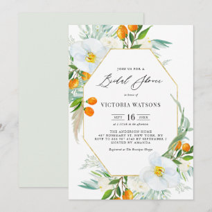 Watercolor Orchideeën & Kumquats Lijst Bruidsdiner Kaart