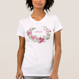 Watercolor Orchideeën & Rozen Bruid Bruiloft Feest T-shirt