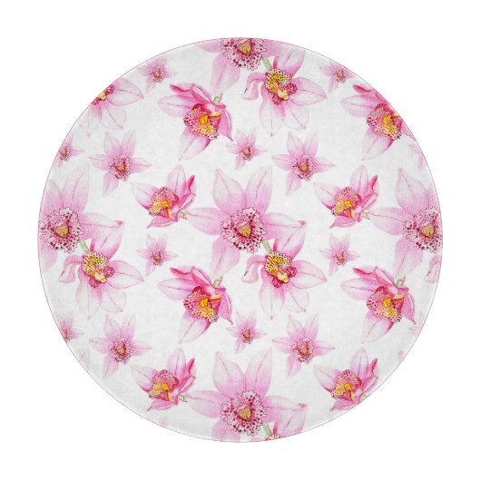Watercolor Orchideën Ontwerp 15 Snijplank (Voorkant)