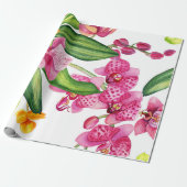 Watercolor Orchideën Ontwerp 18 Cadeaupapier (Uitgerold)