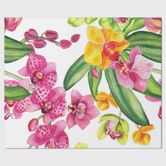 Watercolor Orchideën Ontwerp 18 Cadeaupapier (Zoom)