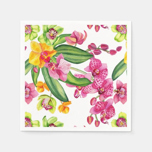 Watercolor Orchideën Ontwerp 18   Servet (Voorkant)