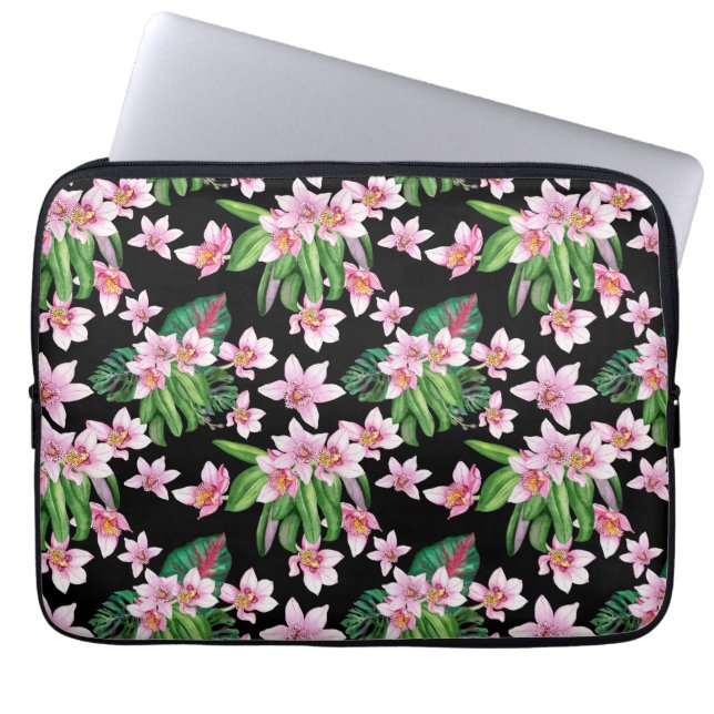 Watercolor Orchideën Ontwerp 27  Laptop Sleeve (Voorkant)