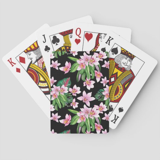 Watercolor Orchideën Ontwerp 27 Pokerkaarten (Achterkant)
