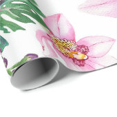 Watercolor Orchideën Ontwerp 30 Cadeaupapier (Rol Hoek)