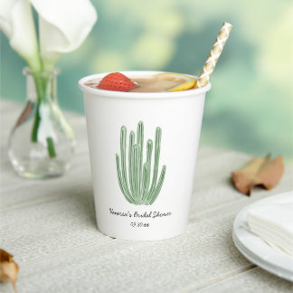 Watercolor Organ Pipe Cactus Bridal Shower Papieren Bekers