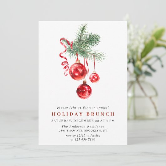 Watercolor Ornament CHRISTMAS HOLIDAY BRUNCH Kaart (Staand voorkant)