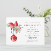 Watercolor Ornament Holiday CHRISTMAS EVE Kaart (Staand voorkant)