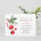 Watercolor Ornament Holiday CHRISTMAS EVE Kaart (Staand voorkant)