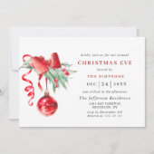 Watercolor Ornament Holiday CHRISTMAS EVE Kaart (Voorkant)