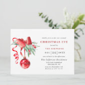 Watercolor Ornament Holiday CHRISTMAS EVE Kaart (Staand voorkant)