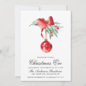 Watercolor Ornament Holiday CHRISTMAS EVE Kaart (Voorkant)