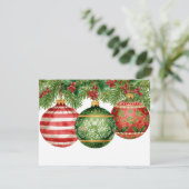 Watercolor Ornaments Pine Boughs Christmas Feestdagenkaart (Staand voorkant)