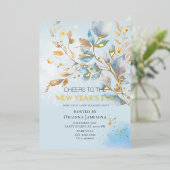 Watercolor Oud en Nieuw Feest  Folie Uitnodiging (Staand Voorkant)