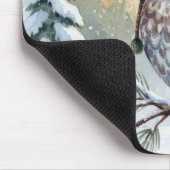 Watercolor Owl In Winter Hat Muismat (Hoek)