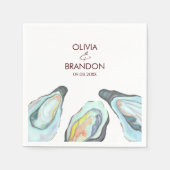 Watercolor Oyster Coastal Seaside Beach Wedding Servet (Voorkant)