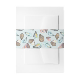 Watercolor Oyster Coastal Seaside Wedding Uitnodigingen Wikkel