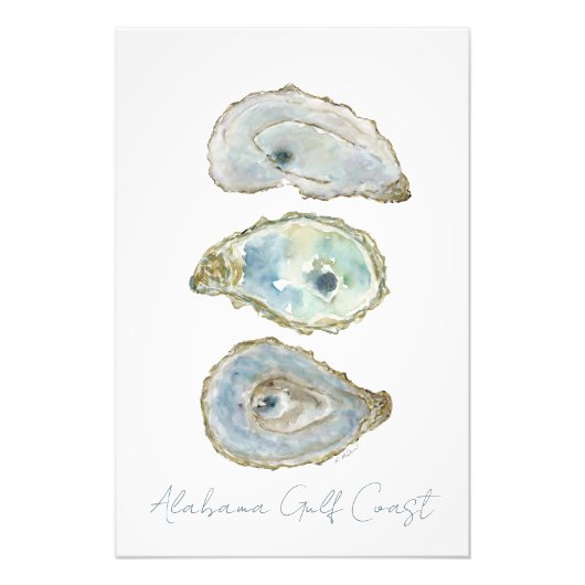 Watercolor Oysters- Customizeable Vertical Design Foto Afdruk (Voorkant)