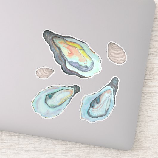 Watercolor Oysters Kiss Cut Vinyl Sticker (Detail)