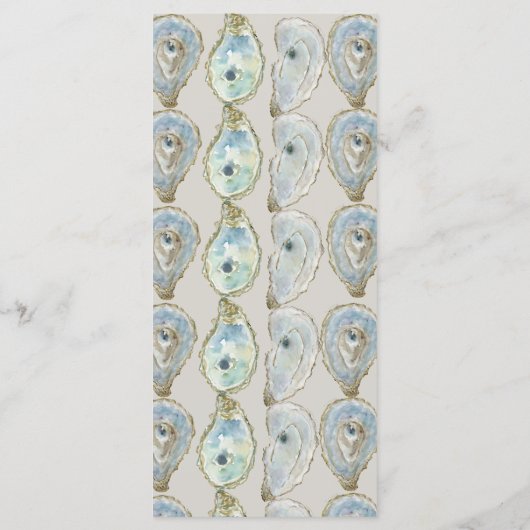 Watercolor Oysters Wedding- Light Blue Flat Menu (Achterkant)