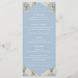 Watercolor Oysters Wedding- Light Blue Flat Menu
