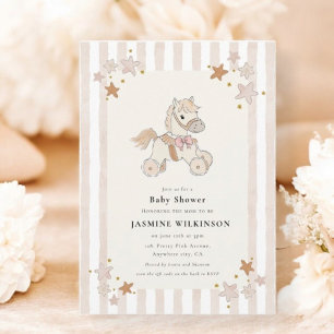 Watercolor Paard Baby Shower met QR Code RSVP Kaart