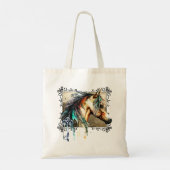 Watercolor Paard En Sleutel Tote Bag (Achterkant)