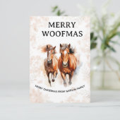 Watercolor Paard Prettig Woefmis Kerstkaart Kaart (Staand voorkant)