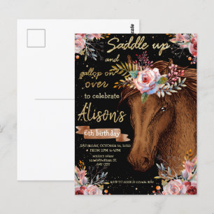 Watercolor paard verjaardagsfeestje paard partij briefkaart