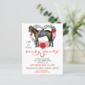 Watercolor Paard Volbloed Derby Feest Rode Roos (Staand voorkant)