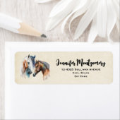Watercolor Paarden Boho Druppelende Verf Etiket (Insitu)