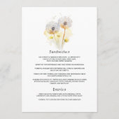 Watercolor Paardenbloem Bruiloft Menu (Achterkant)