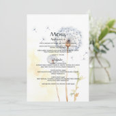 Watercolor Paardenbloem Bruiloft Menu (Staand voorkant)