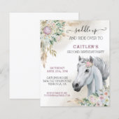 Watercolor Paardenkop Boho Bloemige Verjaardag (Voorkant / Achterkant)