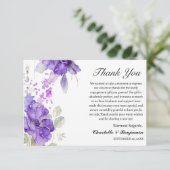 Watercolor Paars Bloem Engagement Cadeau Bedankkaart (Staand voorkant)