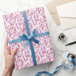 Watercolor paarse bladeren op wit cadeaupapier