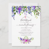 Watercolor Paarse Bloem Bat Mitzvah Kaart (Voorkant)