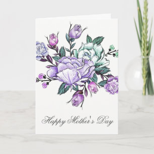 Watercolor Paarse Bloem Moederdagkaart Kaart