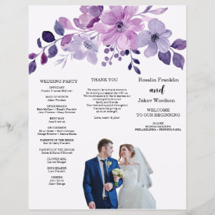 Watercolor paarse bloemboeket flyer