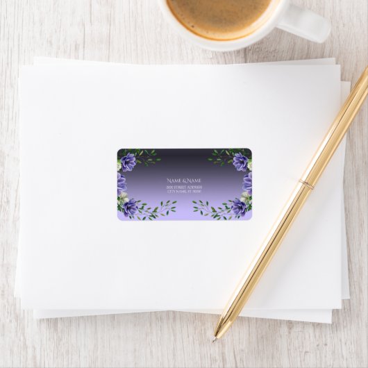 Watercolor Paarse Bloemen Adreslabel Etiket (Insitu)